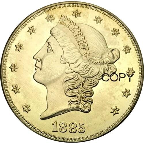 United States 1885 1885 cc 1885 s 20 Dollars Liberty Head - Double Eagle with motto TWENTY DOLLARS Brass Metal Copy Coins