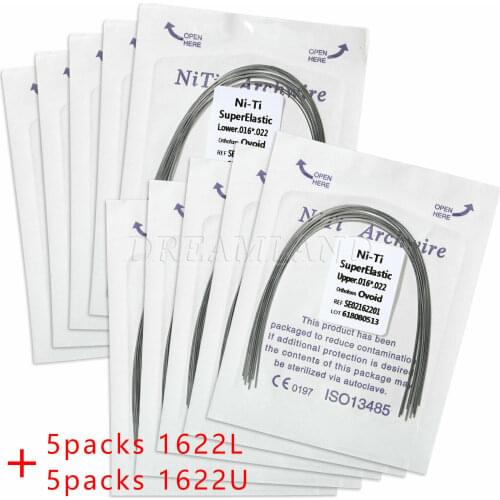 10Packs Dental Orthodontic Super Elastic Niti Rectangular Oval Arch Wire 16*22 Upper&Lower