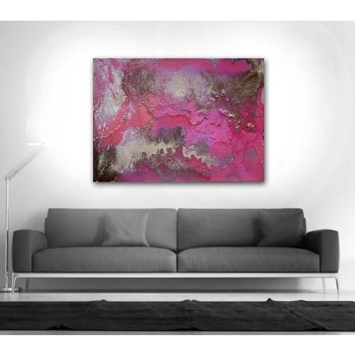 Handmade thick knife abstract high quality oil painting Pink split plots on Canvas Painting Decor Oil Painting artwork