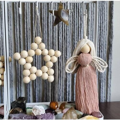 Nordic Simple Wooden Beads Beaded Five-pointed Star Childrens Room Decoration Wall Hanging Baby Room Decorations Nordic Decor