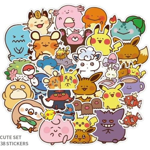 Pokemon Multicolor Sticker Cartoon Waterproof Sunscreen Laptop Trolley Car Stickers Toy Japanese Anime Pokemo Graffiti Sticker