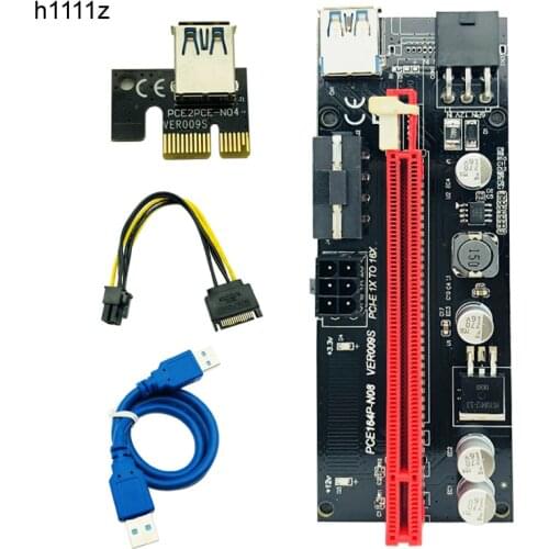 10PCS 009S PCIE PCI-E 1x to 16x PCI Express Riser Card Molex 6pin Power Supply Adapter SATA to USB 3.0 Cable for BTC ETH Mining