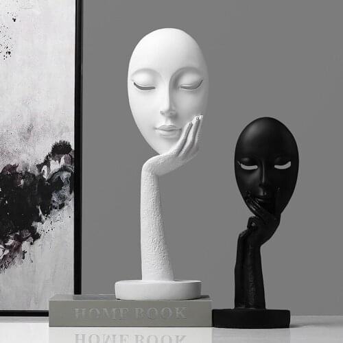 2 pieces/set Large size Human Abstract Characters Crafts Ornaments Women Lady Face Art Statue Sculpture Resin Figurine