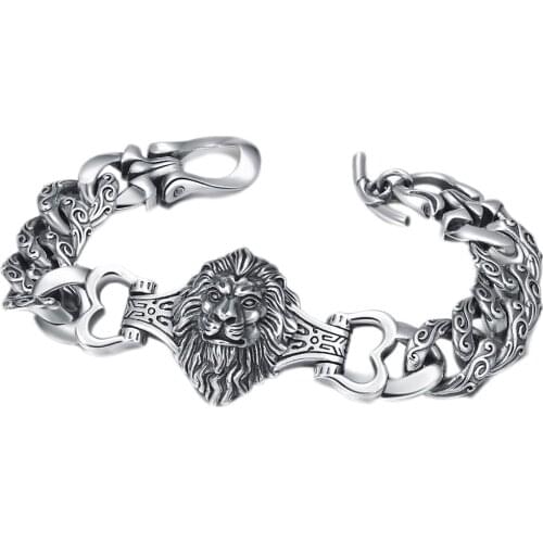 2021 New creative personality domineering lion head man bracelet new solid silver 925 Solid Cfashion bracelet for man