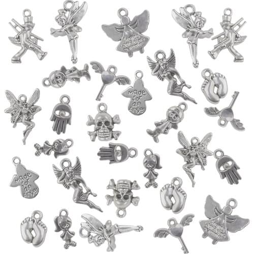 30pc/lot Metal Pendant Winged Angel Handmade Mixed Antique Charms For Women Jewelry DIY Making Necklace Bracelet