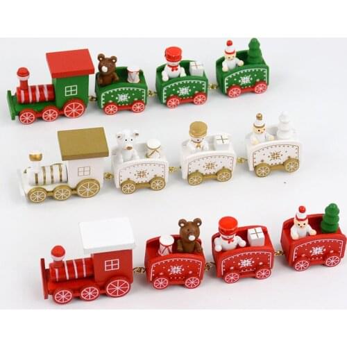4 Knots Christmas Train Painted Wooden Ornament for Home Xmas Tree Holiday Party Christmas Decoration Gift Toys New Year Navidad