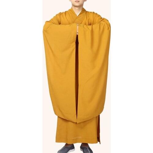 UNISEX 4color buddhist lay meditation uniforms wide-sleeve haiqing clothing buddhism suit gown nun zen robe