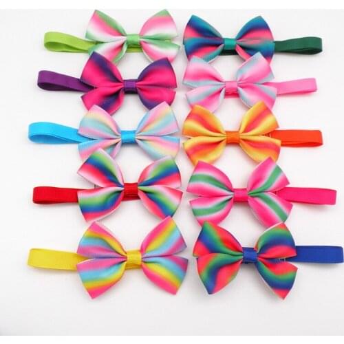 50PC/Lot Spring Dog Grooming Accessories Dog Bow Ties Rainbow Colors Pet Dog Bowties Collar Pet Supplies