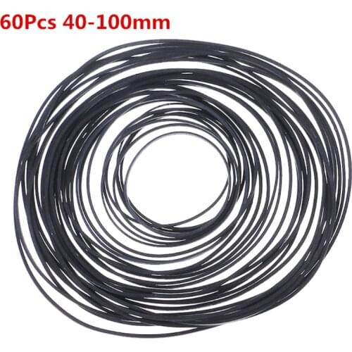 60Pcs 40-100mm Mix Cassette Tape Machine Belt Assorted Common Belt For Recorders Walkman DVD 0.5mm