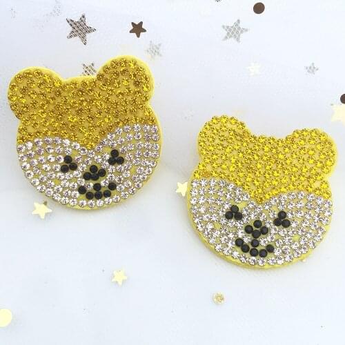 8pcs 35mm Padded Rhinestone dog cute Applique for DIY Clothes Hat Shoes Sewing Patches Headwear Hair Clips Bow Decor Accessories