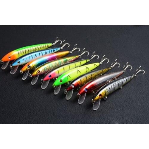9 Pieces Minnow bait 12cm 13.8g 3 Treble Hook Vibration Wobbler Jigging Lure Swimbait Trout Bass Fishing Tackle