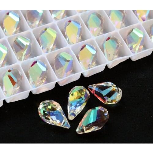 Shiny AB Crystal Drop Pendants Austrian Glass Teardrop Faceted Beads Diy Making Earing Jewelry Necklace Accessories Wholesale