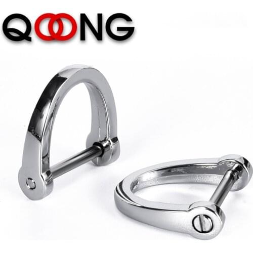 QOONG 2021 Stirrup Buckle Key Chain DIY keychain Accessories Give Away a Screwdriver Men Women Metal Car Key Ring Holder Q14
