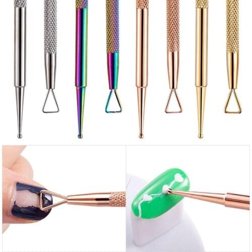 1PC Dual-ended Dotting Cuticle Nail Pusher Nail Art UV Gel Remover Manicure Pedicure Care Sets Cuticle Pushers Tools FY43