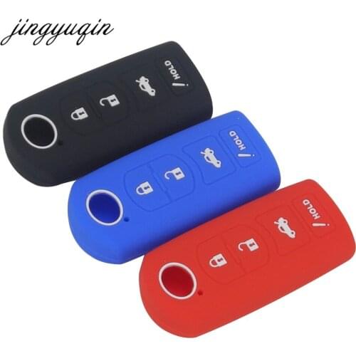 Jingyuqin 30pcs/lot Silicone Skin Key Case for Mazda 3 5 6 Series CX-7 CX-9 Miata 4 Buttons Remote Fob Cover