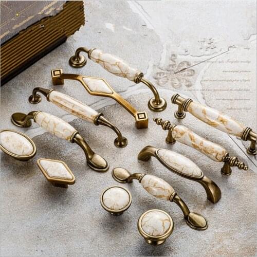 Ceramic Handles for Kitchen Cupboards Cabinet Door knobs Drawer Pulls Antique Furniture Handles Marble Vein Knobs and Handles