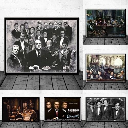 Godfather Scarface Sopranos Movie Posters And Prints Canvas Painting Pictures On The Wall Vintage Decorative Home Decor Affiche