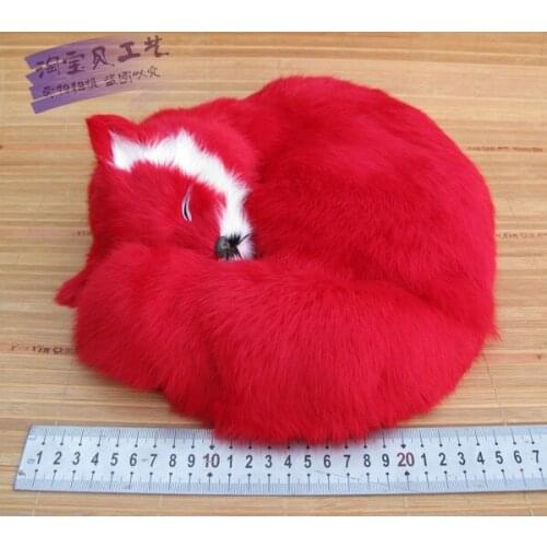 Creative simulation red sleeping fox model toy resin&fur firefox model doll gift about 27x12cm 2253
