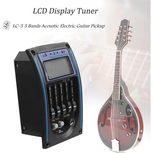 LC-5 5 Bands EQ Equalizer System Acoustic Guitar Preamp Piezo Pickup LCD Display Tuner for Guitar Musial Accessories