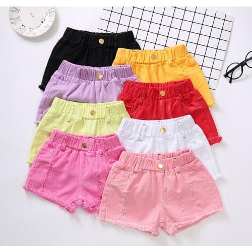 90-160 Cm Summer Girls Fashion Hole Shorts Baby Kids Children Casual Clothes