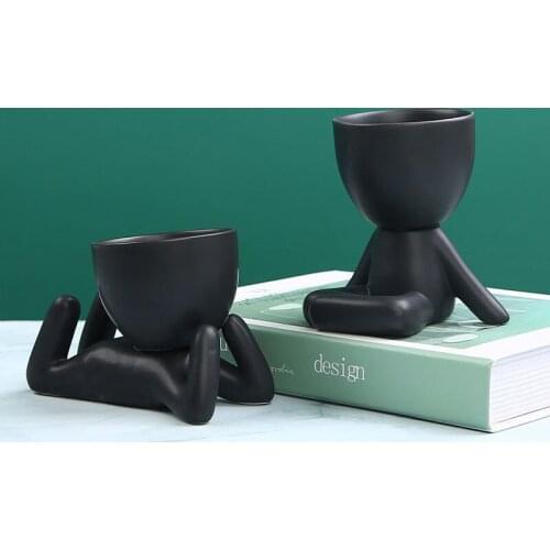 HOT Nordic Creative Ceramics Little People Body Art Flower Pot Desktop Window Crafts Garden Home Decoration Ornaments Accessorie
