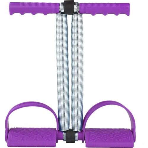 Multifunctional 2 tubes Pu Elastic Sit Up Pull Rope Spring Tension Foot Pedal Abdomen Leg Exerciser Tummy Stretching Training