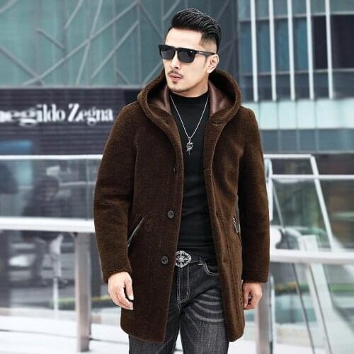 Men Jacket 100% Wool Fur Coat Mens Windbreakers Winter Mens Leather Jacket Size Plus Real Leather Coat Jaqueta LX-F1905 Lxr94