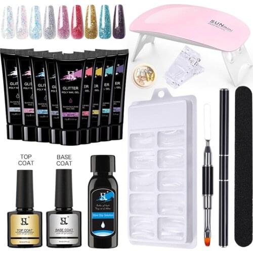 Colorful Poly Nail Gel Kit All for manicure UV Gel Polish Extension Kit Slip Solution Acrylic Builder Gel Nail Base and Top Coat
