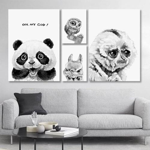 Modern Black White Animals Dog Cat Painting Canvas Home Decor Living Room Bedroom Wall Art Decoration Painting by Numbers