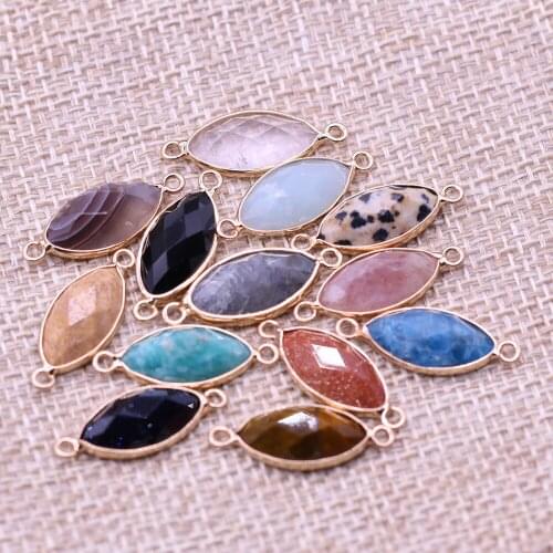 Natural Stone Connector Sapatite faceted Double Hole Charms for DIY Jewelry Making Bracelet Necklace Size 9x22mm