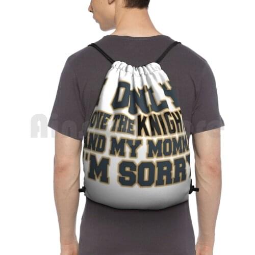 Only Love The Knights And My Momma! Backpack Drawstring Bags Gym Bag Waterproof Vegas Golden Knights Vegas Las Vegas