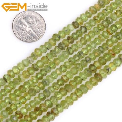 Gem-inside Natural Heishi Rondelle Disc Spacer Faceted Olivine Peridots Beads For Jewelry Making Strand 15inches