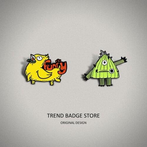 Cartoon creativity triangle one-eyed baby treasure wave sausage chicken eat worm personality design dripping oil brooch jewelry