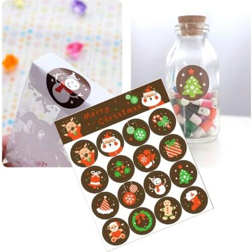 160pcs/10 sheet Merry Christmas Badge Sticker tags DIY Gift Labels Envelope Box candy Bag Seal Wrapping Stickers Baking Decor