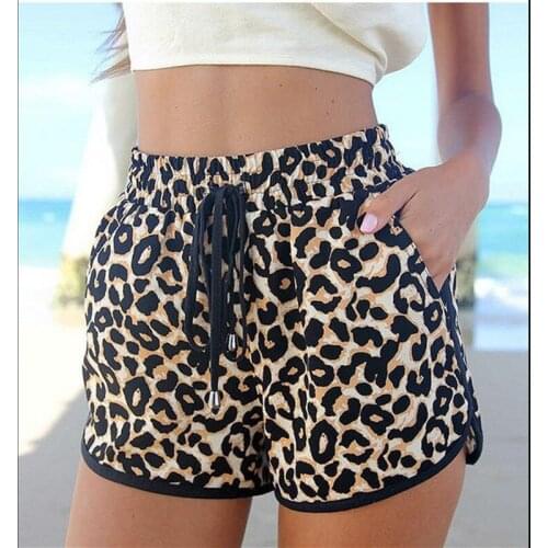 2020 Summer Sexy Big Size Xxl Shorts Women Leopard Lace Up Mini Loose Cotton Shorts Casual High Waist Shorts