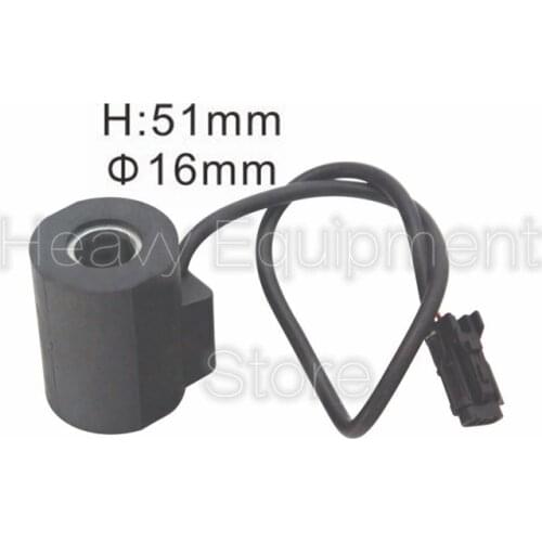 Solenoid Valve Coil 24V For Hyundai Fit R210-5 R220-5 H:51mm D:16mm High Quality