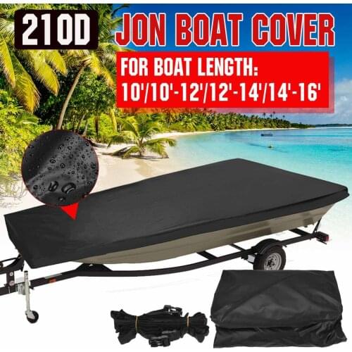 210D Waterproof Jon Boat Cover Anti UV Dustproof Cover Black Silver Sunshade Trailer Cover Snow Cover Jon Marine Accessories