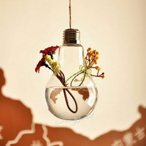 High Quality Glass Vase Bulb Shape with 2 small holes for Planting & Hanging Decoration W75xH130mm Free shipping 4pcs/lot