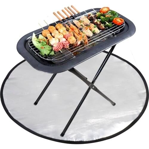 Barbecue Environmental Protection Mat Protection Mat Fire Pit Mat For Terrace Glass Fiber + Aluminum Foil Grill Mat Protect