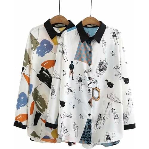 Women Clothing Shirt Plus Size 2021 Summer Tops Female Sun Proof Long Sleeve Chiffon Print Blouses Fashion Casual XL/4XL