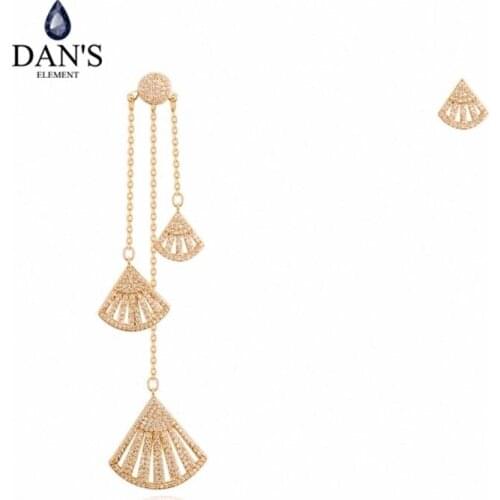 DANS ELEMENT 3 Colors Real Big Brand AAA Zirconia Micro Inlays Round Stud Earrings for Women 130398