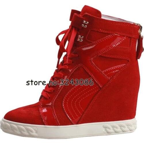Spring Autumn Women Platform Wedge Casual Shoes Height Increasing Rome Style Tie Up Suede Leather Ankle Boots Lady Short Boots