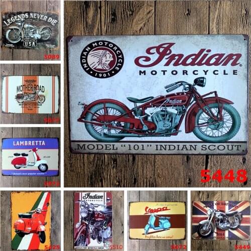 1 Pcs Vintage Decorative Plate Motorcycle Tin Signs Bar Pub Garage Home Art Wall Decor Poster Metal Signs Home Decor 20x30CM