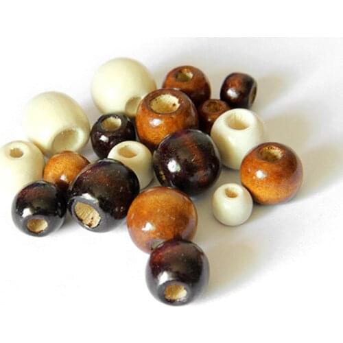 100pcs Lacquered Big Hole Wooden Beads Fit Bracelet Necklace DIY Jewelry Accessories