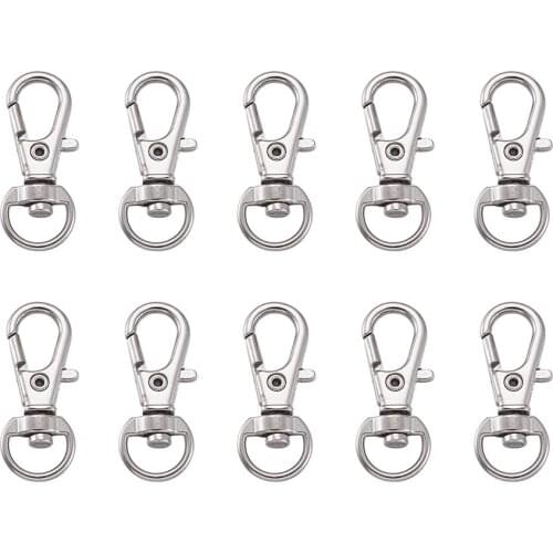 100pcs Platinum Bronze Swivel Lobster Clasp Clip Hook Keychain Split Key Ring for DIY Keychains Making Jewelry Finding 30.5x11mm