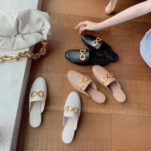 2021 Mules Shoes Women Slides Outdoor Platform Slippers Metal Decoration Summer Sandals