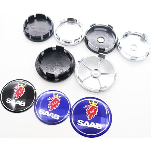 4pcs 56mm 60mm 65mm 68mm SAAB Car Logo Wheel Center Hub Cap Rim Badge Covers Decal Refit Emblem Sticker Styling Auto Accessories