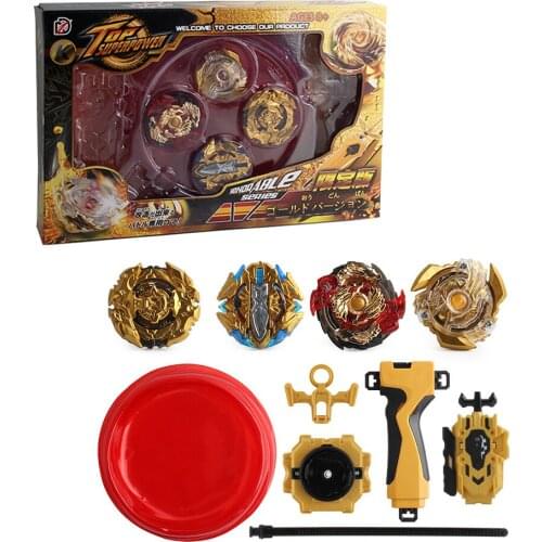 4Pcs/Set Beybleyd Burst Golden Version Alloy Gyroscope with Launcher and Battle Plate Toys for Children