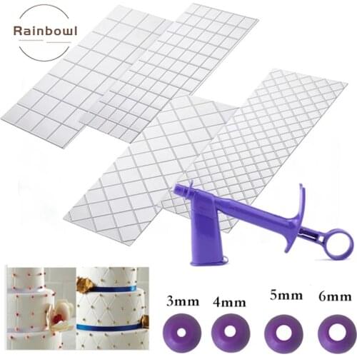 4pcs/Set Grid Transparent Texture Mat Fondant Cake Plaid Embossed Baking Texture Pearl Applicator Decoration Mold Cake Tools