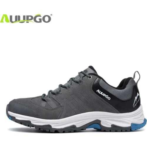Auupgo Hiking Shoes Genuine Leather Hiking Boots Breathable Mountain Boots Men Women Sports Sneakers Walking Trekking Shoes